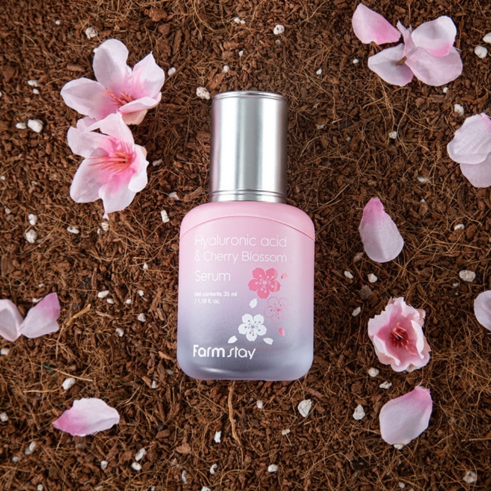 Farm Stay Hyaluronic Acid & Cherry Blossom Serum, Hydrating And Firming Skin